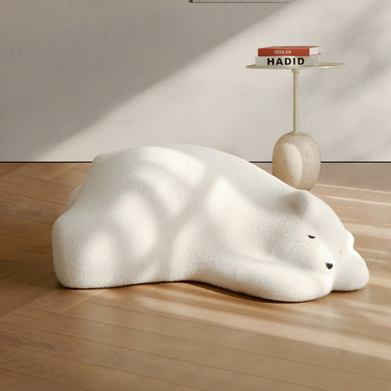 Canapé paresseux en velours avec dossier en bois et coton pour enfants créatifs contemporains, ours polaire, pour chambre à coucher 