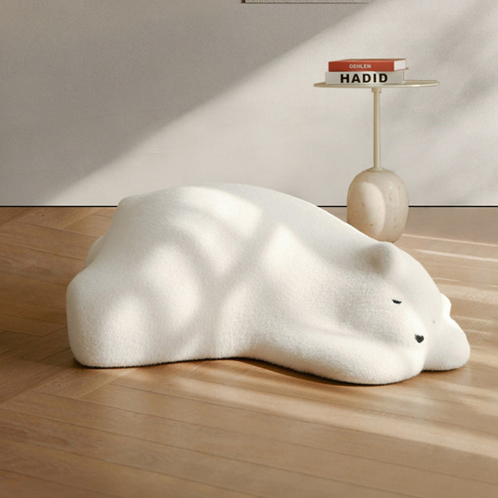 Canapé paresseux en velours avec dossier en bois et coton pour enfants créatifs contemporains, ours polaire, pour chambre à coucher 