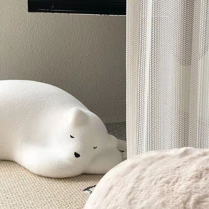 Canapé paresseux en velours avec dossier en bois et coton pour enfants créatifs contemporains, ours polaire, pour chambre à coucher 