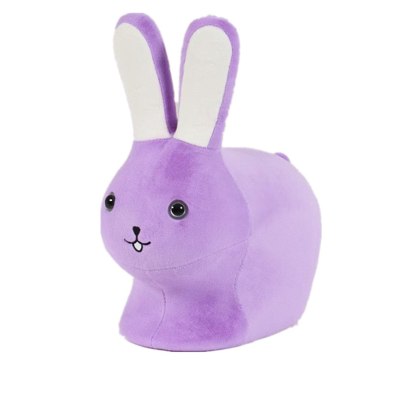 Taburete bajo sin respaldo para niños creativos contemporáneos de madera, terciopelo y algodón con forma de conejo para la entrada 