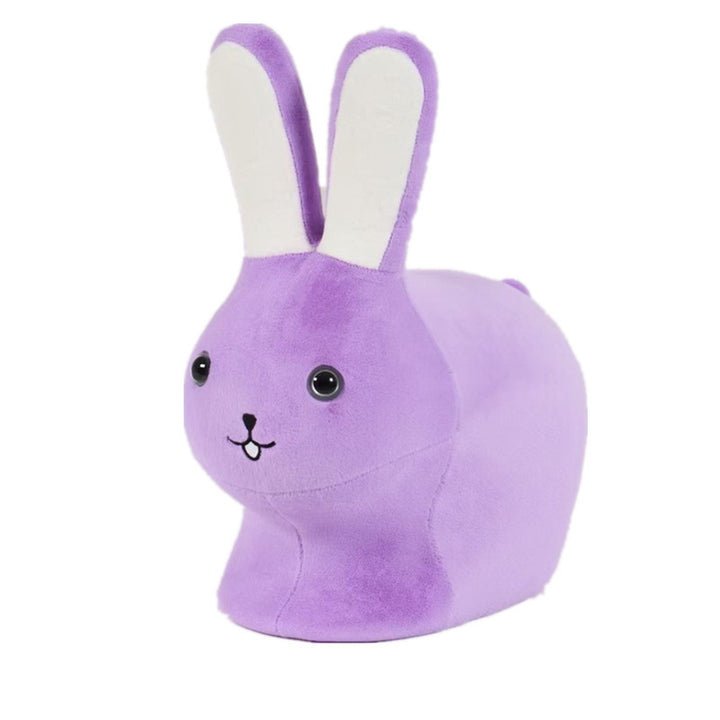 Taburete bajo sin respaldo para niños creativos contemporáneos de madera, terciopelo y algodón con forma de conejo para la entrada 
