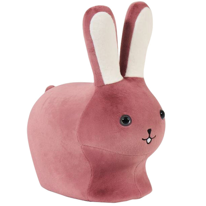 Taburete bajo sin respaldo para niños creativos contemporáneos de madera, terciopelo y algodón con forma de conejo para la entrada 