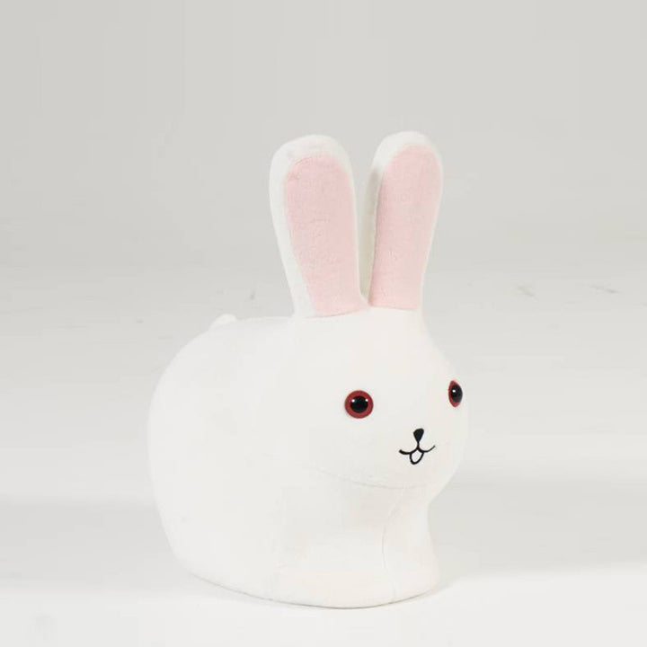 Taburete bajo sin respaldo para niños creativos contemporáneos de madera, terciopelo y algodón con forma de conejo para la entrada 
