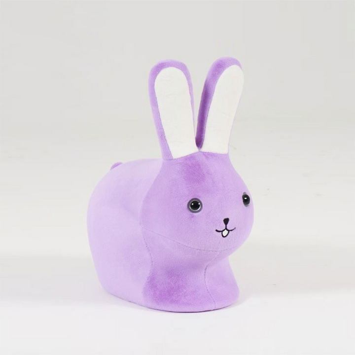 Taburete bajo sin respaldo para niños creativos contemporáneos de madera, terciopelo y algodón con forma de conejo para la entrada 