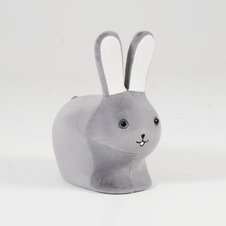 Taburete bajo sin respaldo para niños creativos contemporáneos de madera, terciopelo y algodón con forma de conejo para la entrada 