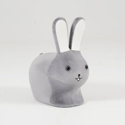 Contemporary Creative Kids Wood Velvet Cotton Rabbit Low Stool Backless For Entryway