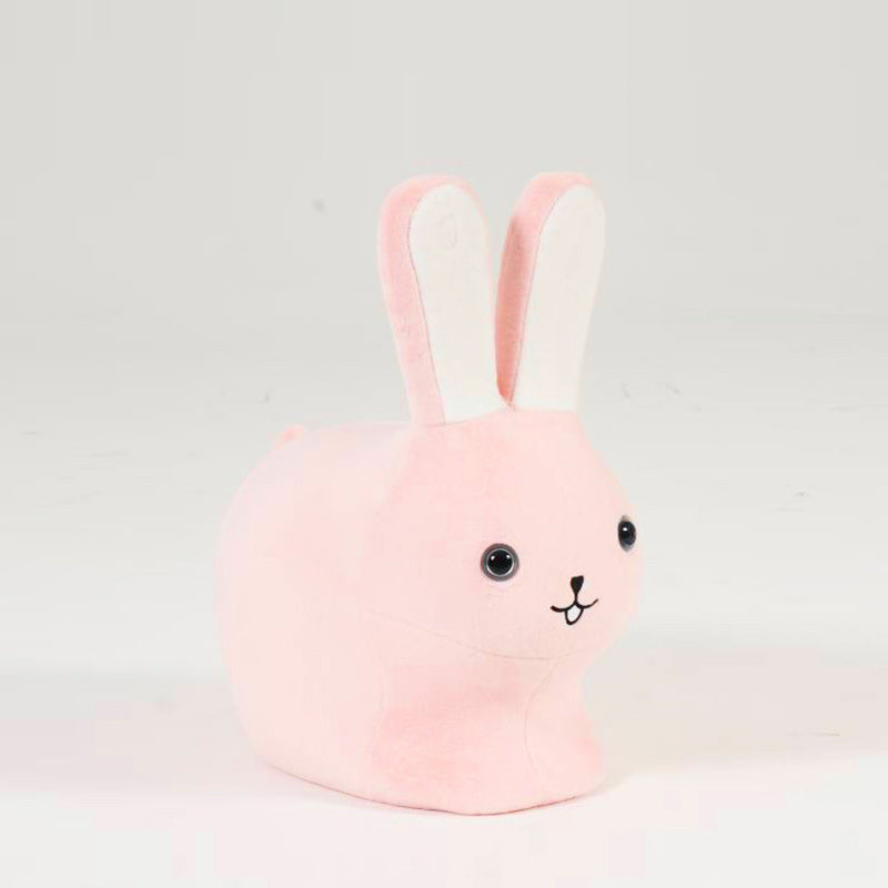 Contemporary Creative Kids Wood Velvet Cotton Rabbit Low Stool Backless For Entryway