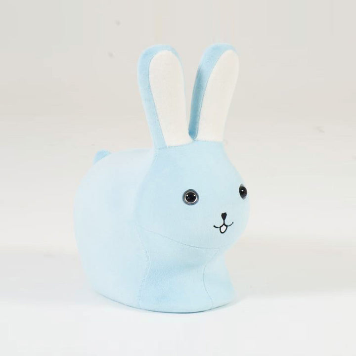 Taburete bajo sin respaldo para niños creativos contemporáneos de madera, terciopelo y algodón con forma de conejo para la entrada 