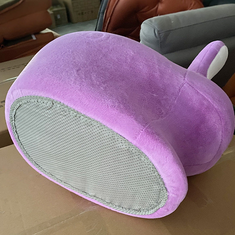 Contemporary Creative Kids Wood Velvet Cotton Rabbit Low Stool Backless For Entryway