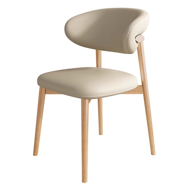 Contemporary Scandinavian Iron PU Leather Sponge Square Dining Chair Backrest Armless For Dining Room