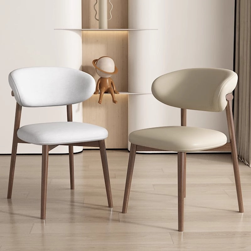 Contemporary Scandinavian Iron PU Leather Sponge Square Dining Chair Backrest Armless For Dining Room