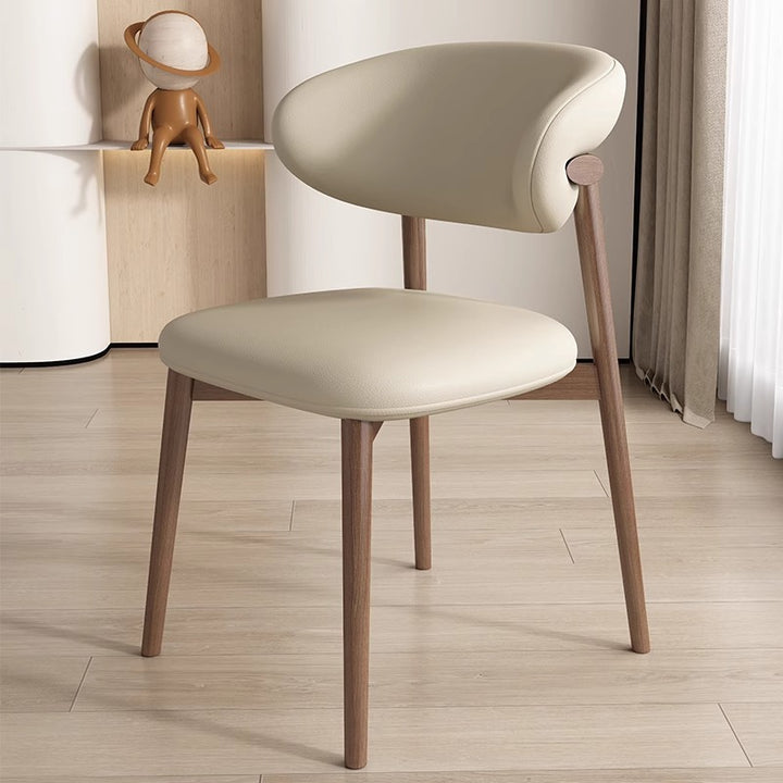 Contemporary Scandinavian Iron PU Leather Sponge Square Dining Chair Backrest Armless For Dining Room