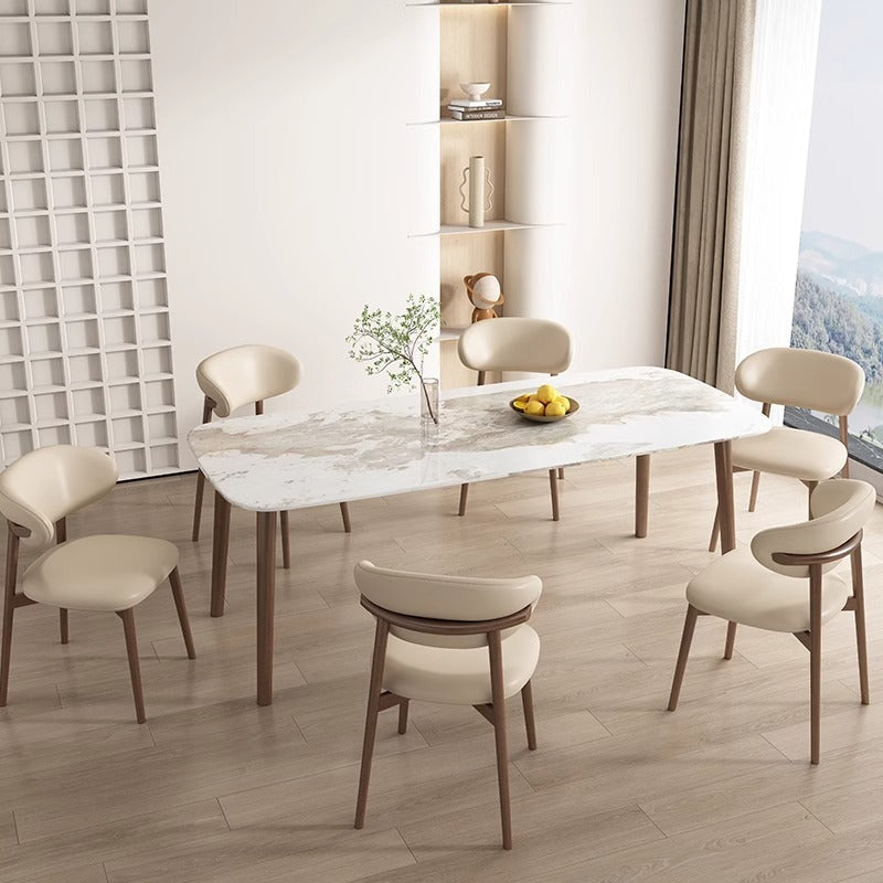 Contemporary Scandinavian Iron PU Leather Sponge Square Dining Chair Backrest Armless For Dining Room