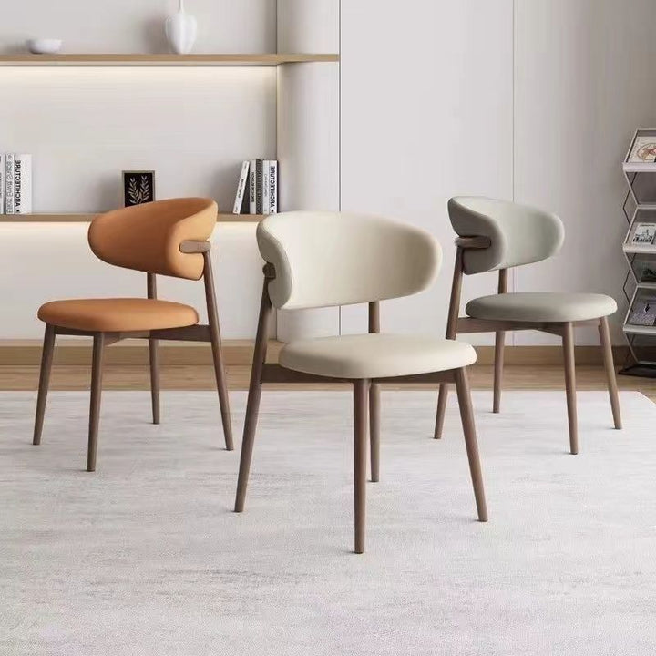 Contemporary Scandinavian Iron PU Leather Sponge Square Dining Chair Backrest Armless For Dining Room