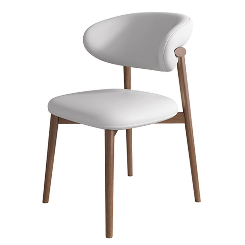 Contemporary Scandinavian Iron PU Leather Sponge Square Dining Chair Backrest Armless For Dining Room