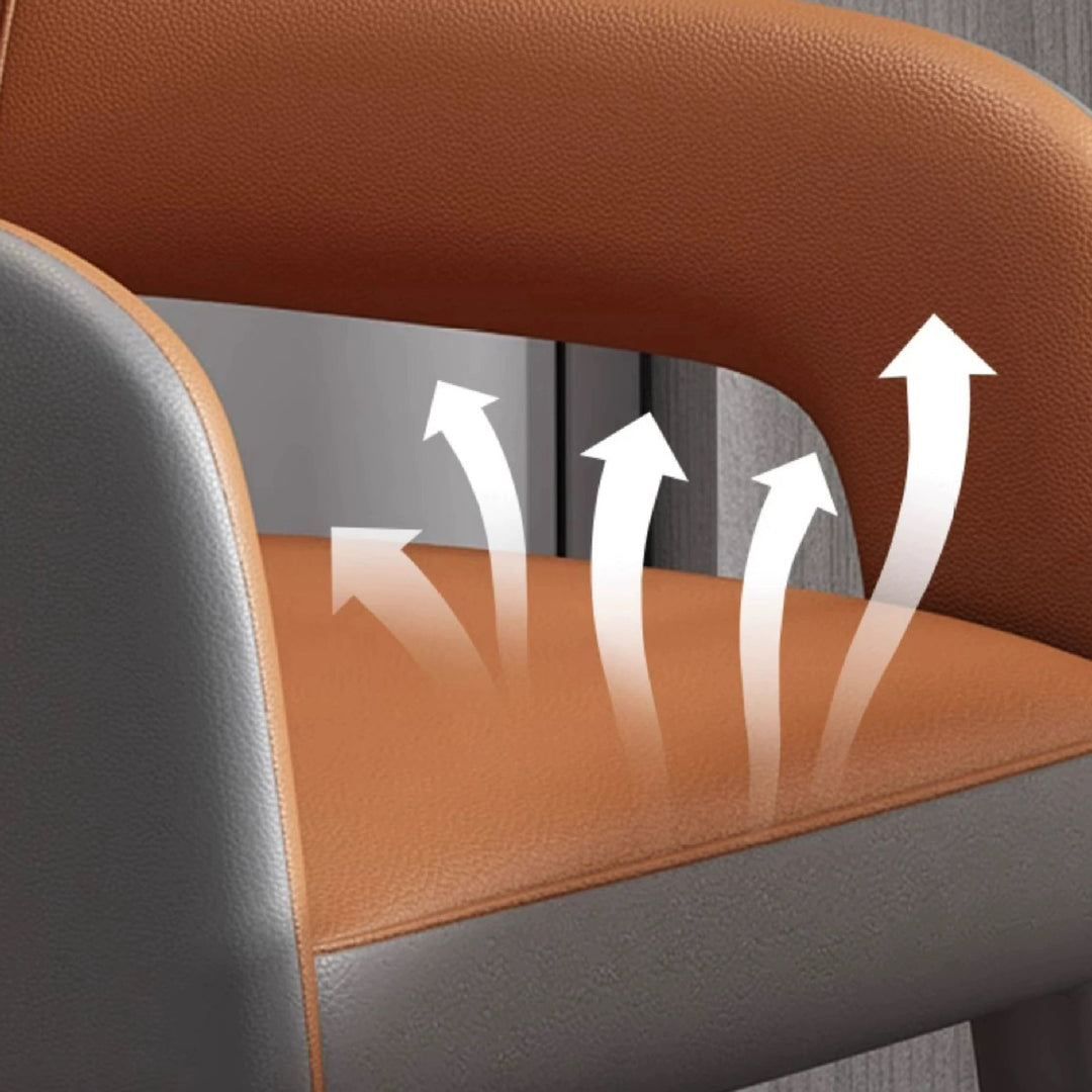 Silla de Comedor con Respaldo y Reposabrazos de Cuero PU, Hierro, Esponja, Cuadrada, Elíptica, de Simplicidad Moderna para Comedor 