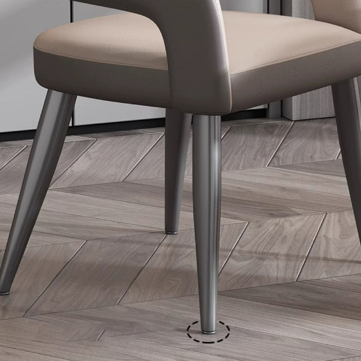 Silla de Comedor con Respaldo y Reposabrazos de Cuero PU, Hierro, Esponja, Cuadrada, Elíptica, de Simplicidad Moderna para Comedor 