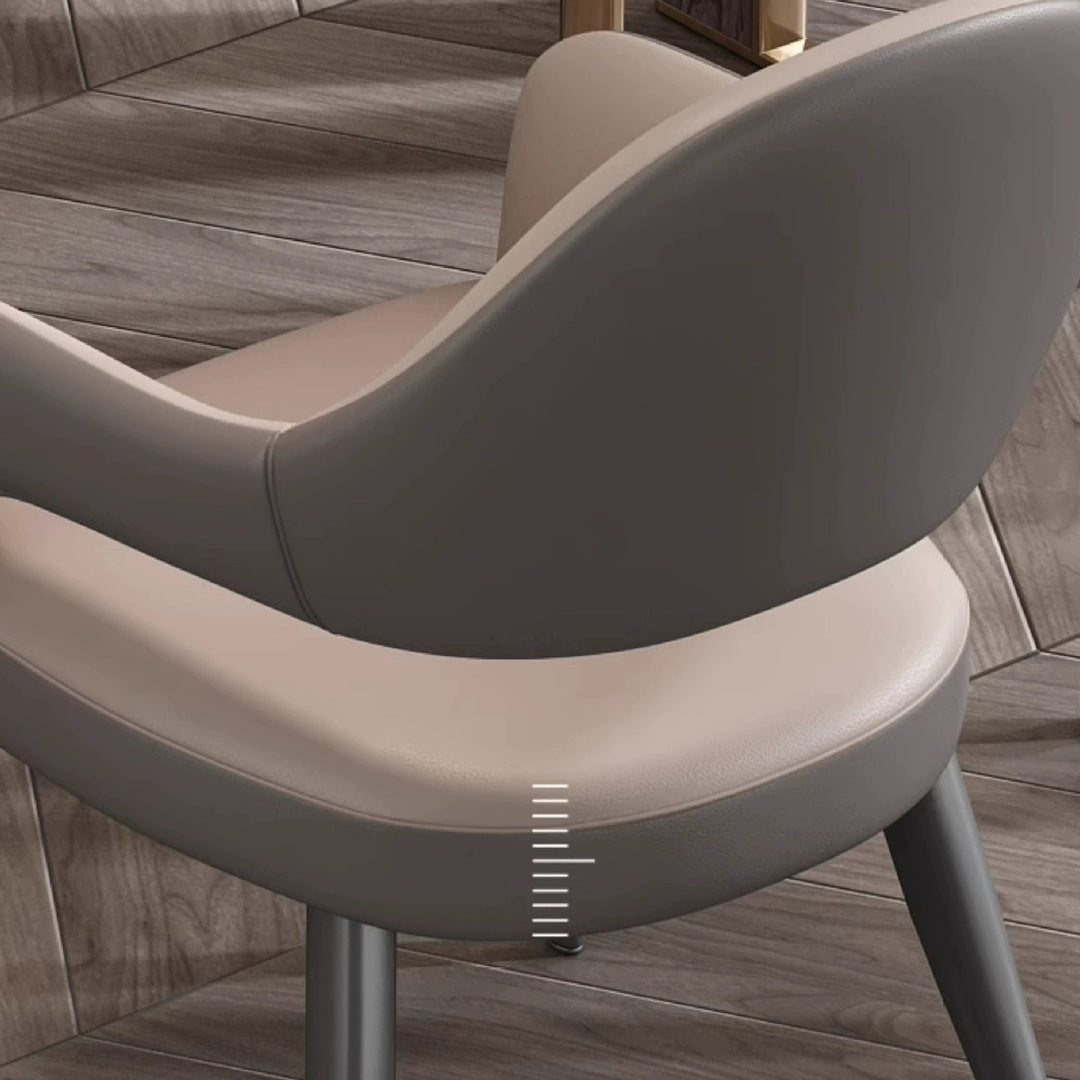 Silla de Comedor con Respaldo y Reposabrazos de Cuero PU, Hierro, Esponja, Cuadrada, Elíptica, de Simplicidad Moderna para Comedor 