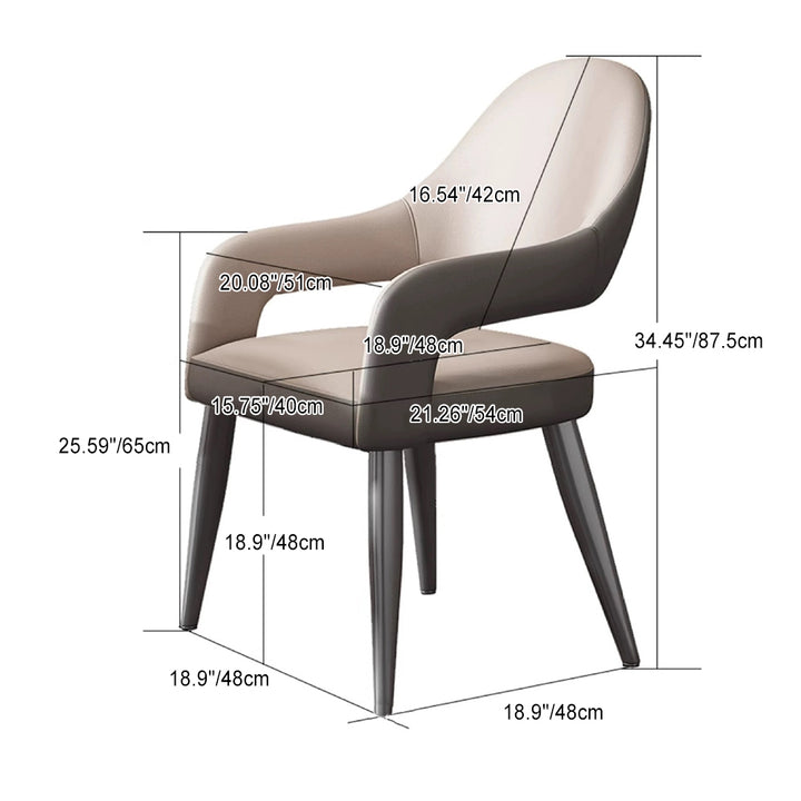 Silla de Comedor con Respaldo y Reposabrazos de Cuero PU, Hierro, Esponja, Cuadrada, Elíptica, de Simplicidad Moderna para Comedor 