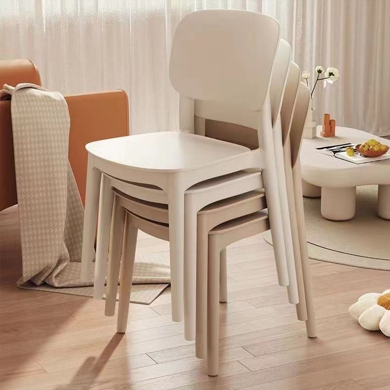 Silla de comedor contemporánea escandinava PP cuadrada con respaldo apilable para comedor 