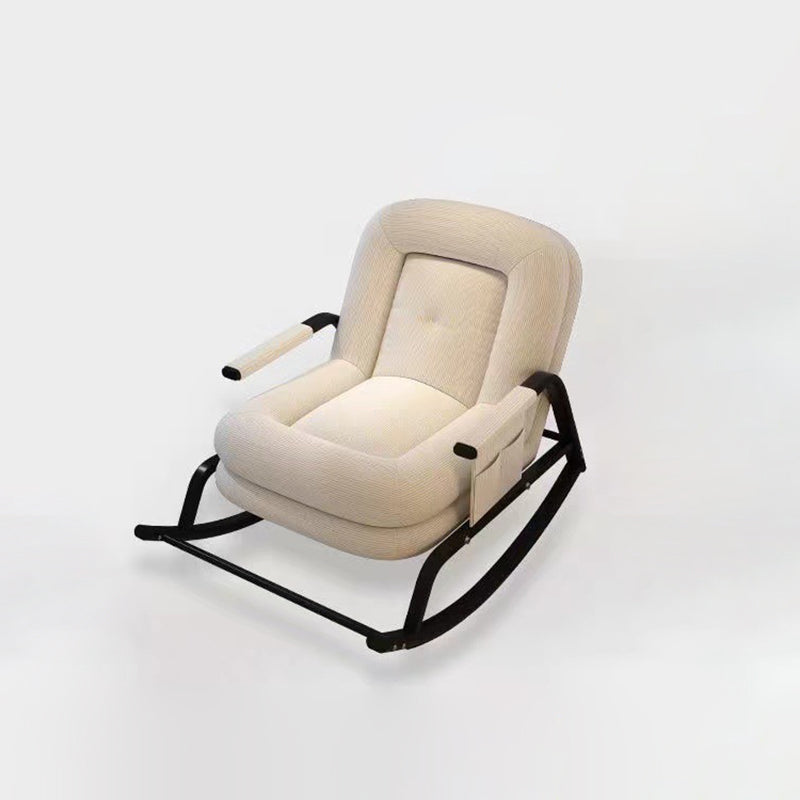 Contemporain Nordique Velours Côtelé Similicuir Métal Coton Éponge Chaise Berçante Carrée Dossier Réglable Pour Salon 