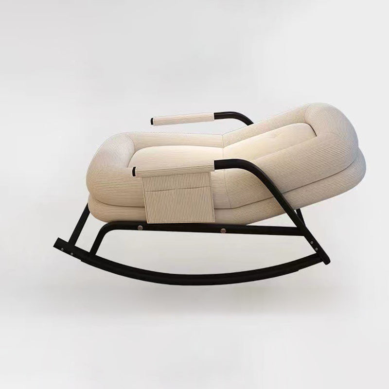 Contemporain Nordique Velours Côtelé Similicuir Métal Coton Éponge Chaise Berçante Carrée Dossier Réglable Pour Salon 