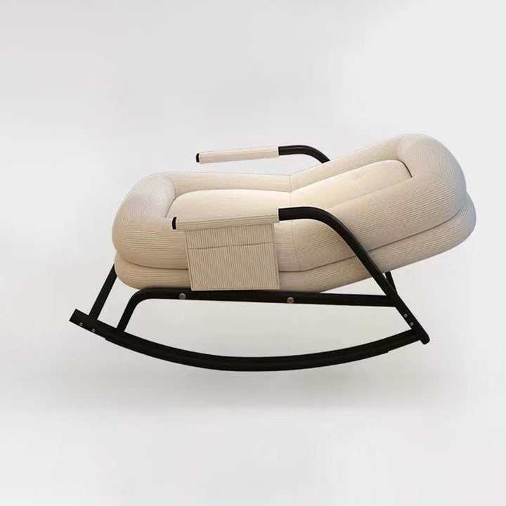Contemporain Nordique Velours Côtelé Similicuir Métal Coton Éponge Chaise Berçante Carrée Dossier Réglable Pour Salon 