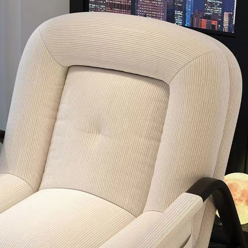 Contemporain Nordique Velours Côtelé Similicuir Métal Coton Éponge Chaise Berçante Carrée Dossier Réglable Pour Salon 