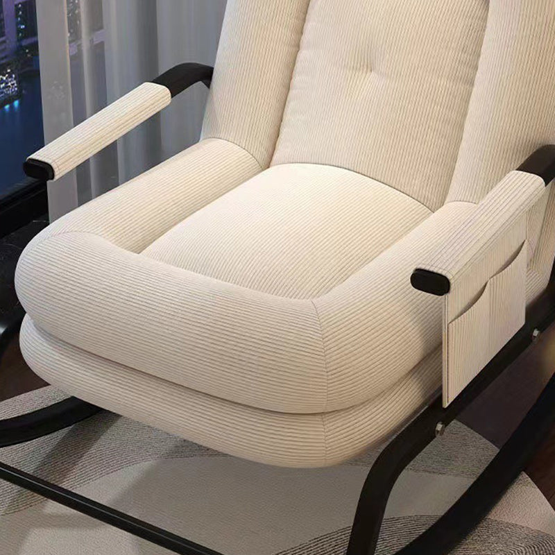 Contemporain Nordique Velours Côtelé Similicuir Métal Coton Éponge Chaise Berçante Carrée Dossier Réglable Pour Salon 
