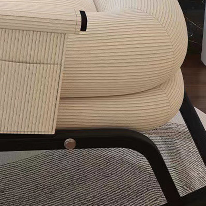 Contemporain Nordique Velours Côtelé Similicuir Métal Coton Éponge Chaise Berçante Carrée Dossier Réglable Pour Salon 