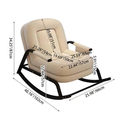 Contemporary Nordic Corduroy Faux Leather Metal Cotton Sponge Square Rocking Chair Backrest Adjustable For Living Room