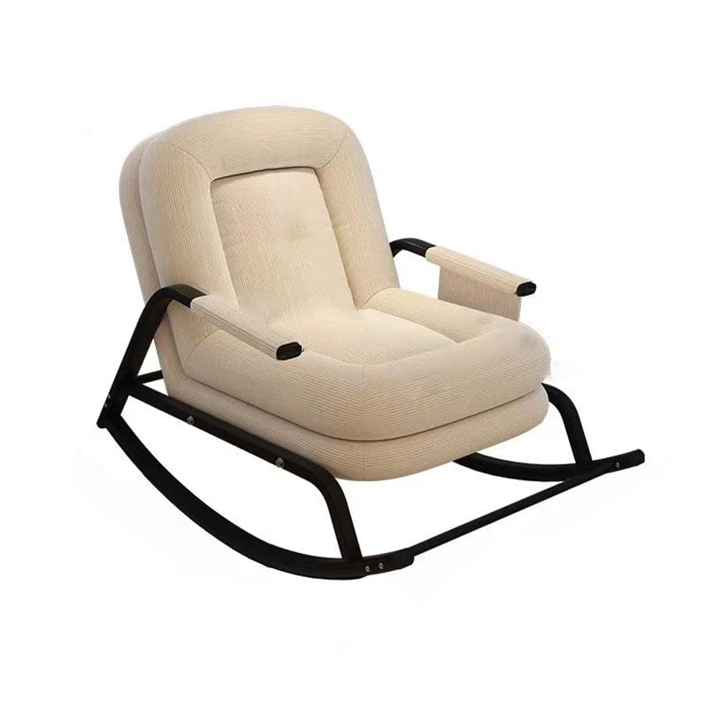 Contemporain Nordique Velours Côtelé Similicuir Métal Coton Éponge Chaise Berçante Carrée Dossier Réglable Pour Salon 