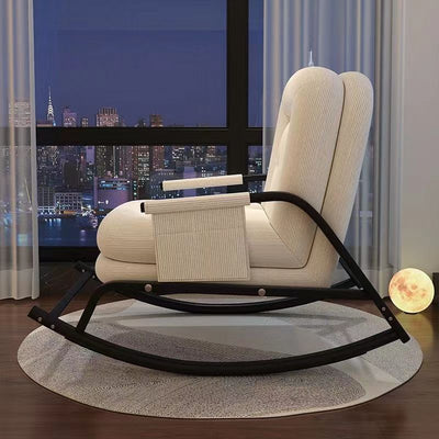 Contemporary Nordic Corduroy Faux Leather Metal Cotton Sponge Square Rocking Chair Backrest Adjustable For Living Room