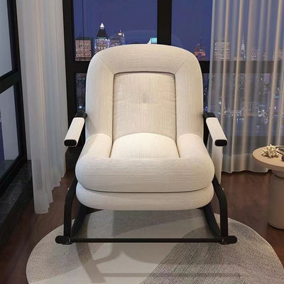 Contemporary Nordic Corduroy Faux Leather Metal Cotton Sponge Square Rocking Chair Backrest Adjustable For Living Room