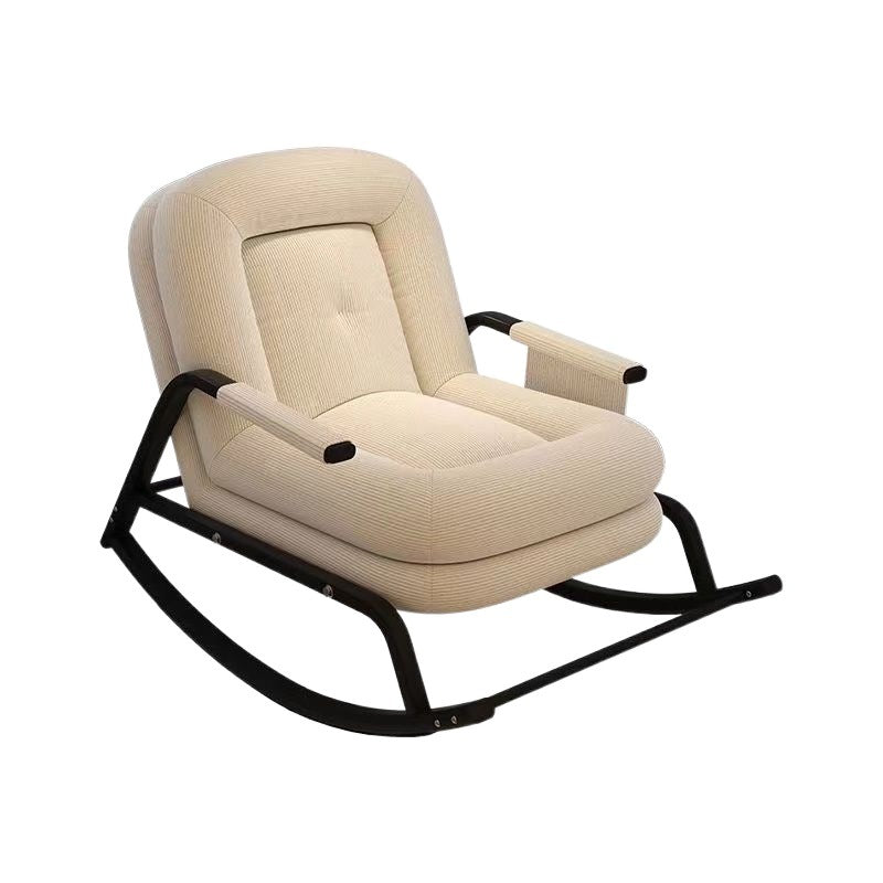 Contemporain Nordique Velours Côtelé Similicuir Métal Coton Éponge Chaise Berçante Carrée Dossier Réglable Pour Salon 