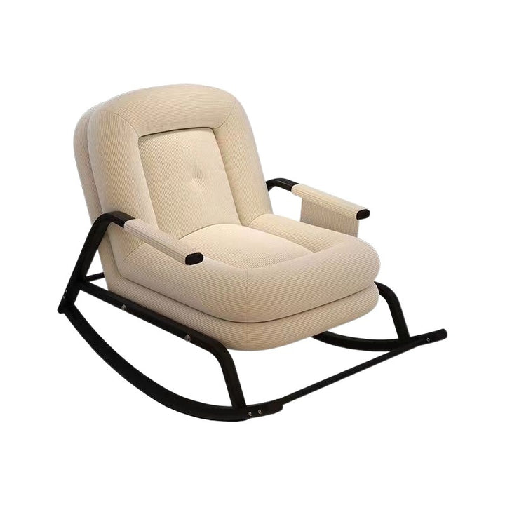 Contemporain Nordique Velours Côtelé Similicuir Métal Coton Éponge Chaise Berçante Carrée Dossier Réglable Pour Salon 