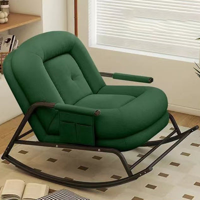 Contemporary Nordic Corduroy Faux Leather Metal Cotton Sponge Square Rocking Chair Backrest Adjustable For Living Room