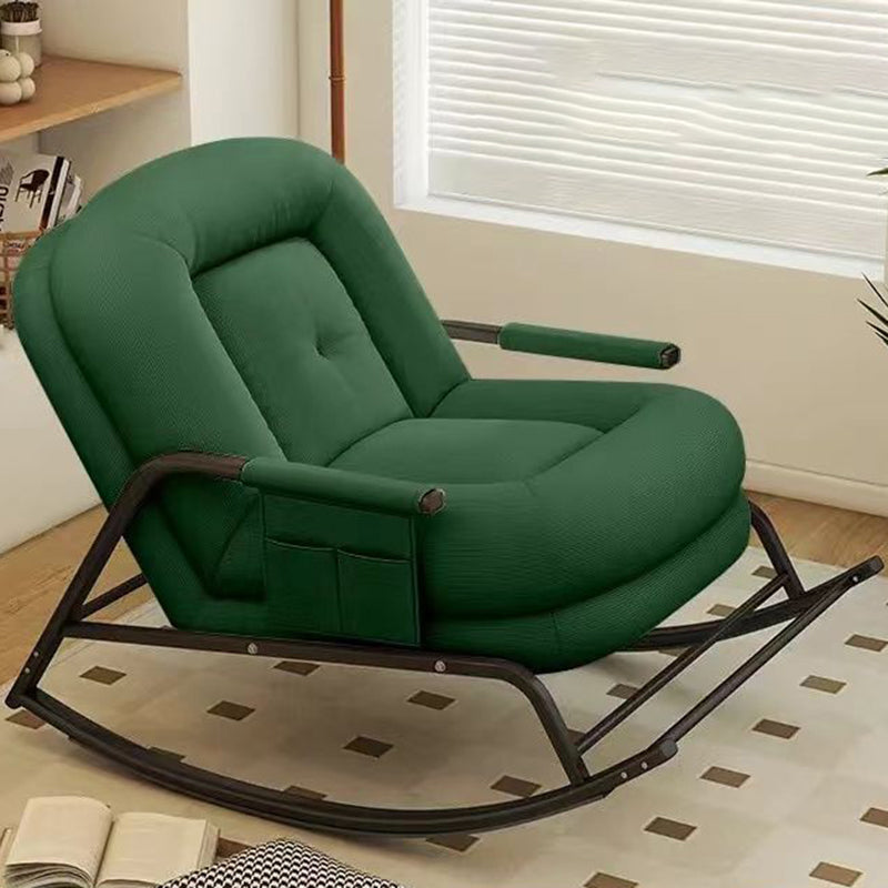 Contemporary Nordic Corduroy Faux Leather Metal Cotton Sponge Square Rocking Chair Backrest Adjustable For Living Room