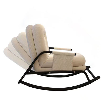 Contemporary Nordic Corduroy Faux Leather Metal Cotton Sponge Square Rocking Chair Backrest Adjustable For Living Room