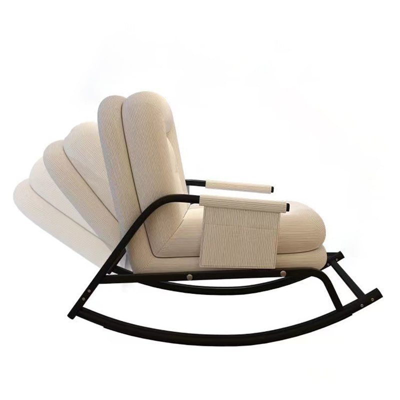 Contemporary Nordic Corduroy Faux Leather Metal Cotton Sponge Square Rocking Chair Backrest Adjustable For Living Room