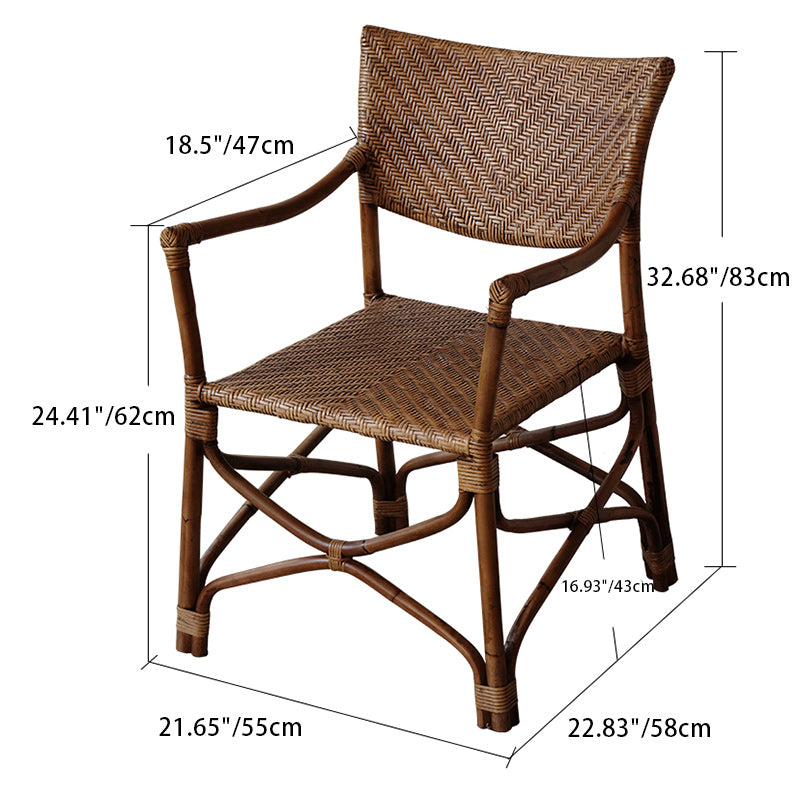 Respaldo de silla de comedor con reposabrazos de vid de ágata vintage tradicional cuadrada para comedor 