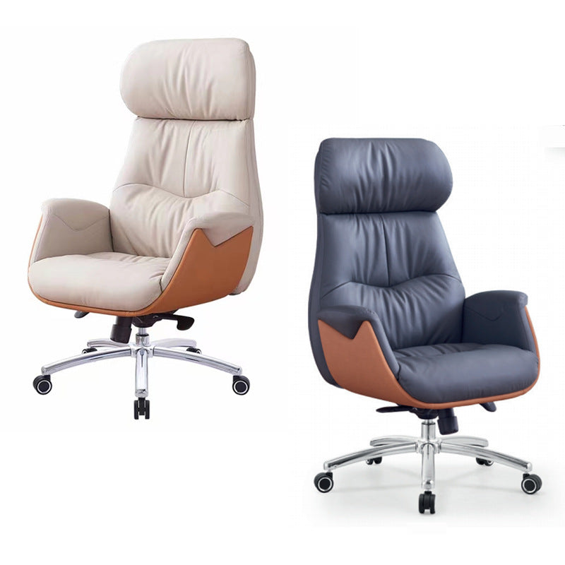 Moderne Einfachheit Mikrofaser Leder Rindsleder Baumwolle Stahl Rechteckiger Hebbarer Schreibtischstuhl Rückenlehne Armlehne Für Home Office 