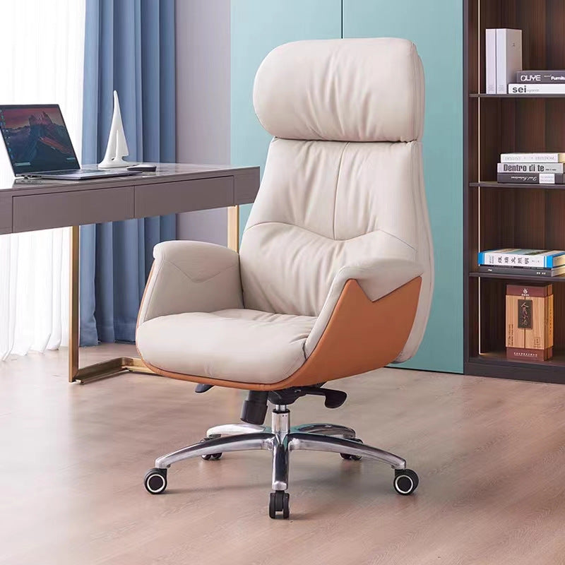 Moderne Einfachheit Mikrofaser Leder Rindsleder Baumwolle Stahl Rechteckiger Hebbarer Schreibtischstuhl Rückenlehne Armlehne Für Home Office 