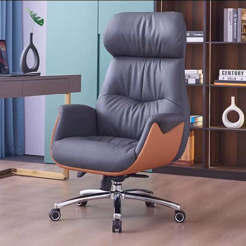 Moderne Einfachheit Mikrofaser Leder Rindsleder Baumwolle Stahl Rechteckiger Hebbarer Schreibtischstuhl Rückenlehne Armlehne Für Home Office 