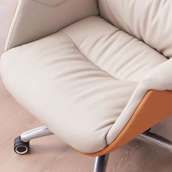 Chaise de bureau rectangulaire en cuir microfibre simplicité moderne avec dossier et accoudoirs en cuir de vachette, coton et acier, pour la maison et le bureau 