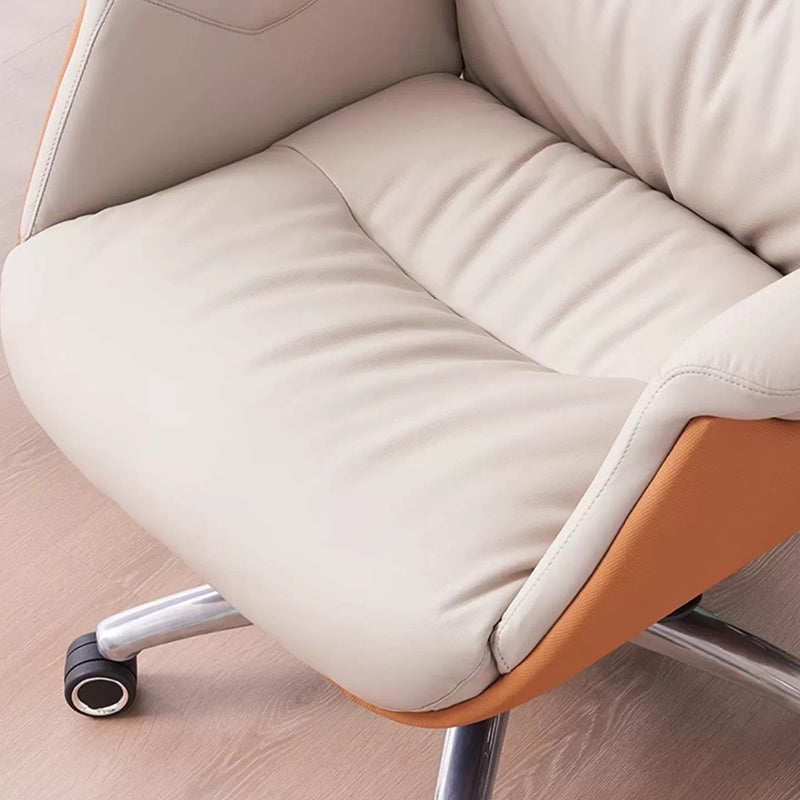 Moderne Einfachheit Mikrofaser Leder Rindsleder Baumwolle Stahl Rechteckiger Hebbarer Schreibtischstuhl Rückenlehne Armlehne Für Home Office 
