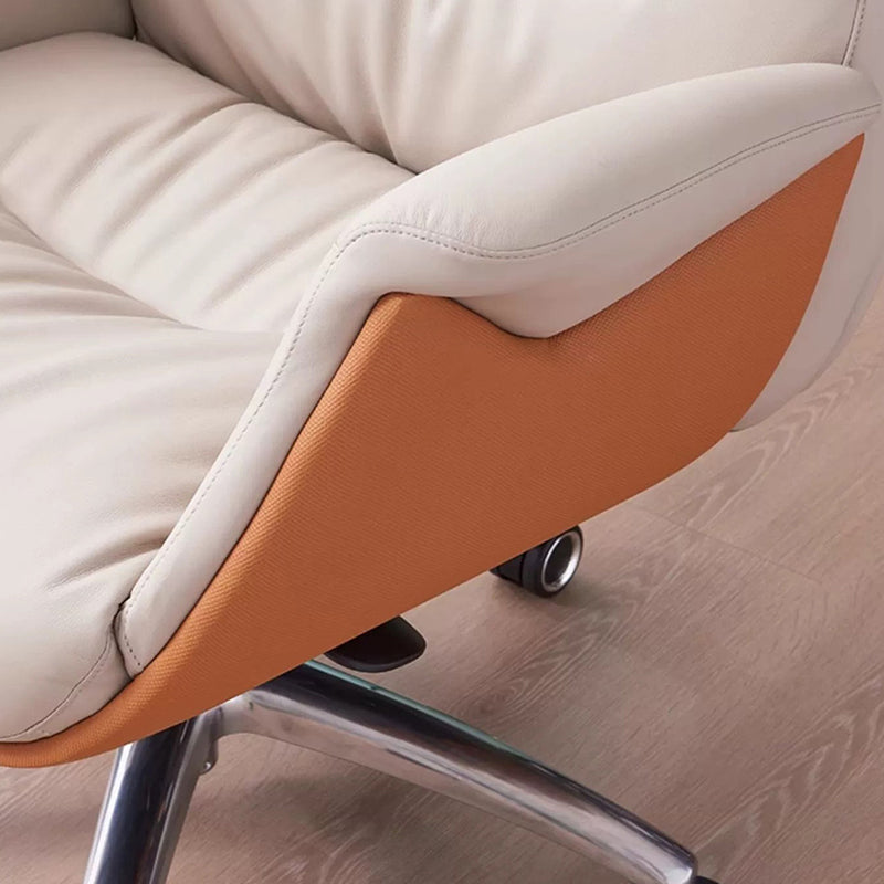 Moderne Einfachheit Mikrofaser Leder Rindsleder Baumwolle Stahl Rechteckiger Hebbarer Schreibtischstuhl Rückenlehne Armlehne Für Home Office 