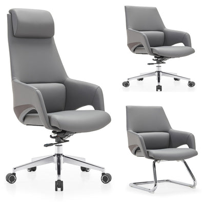Moderne Einfachheit Silikon Leder Aluminiumlegierung Schwamm Rechteckiger Schreibtischstuhl Armlehne Kopfstütze Liegefunktion für Home Office 