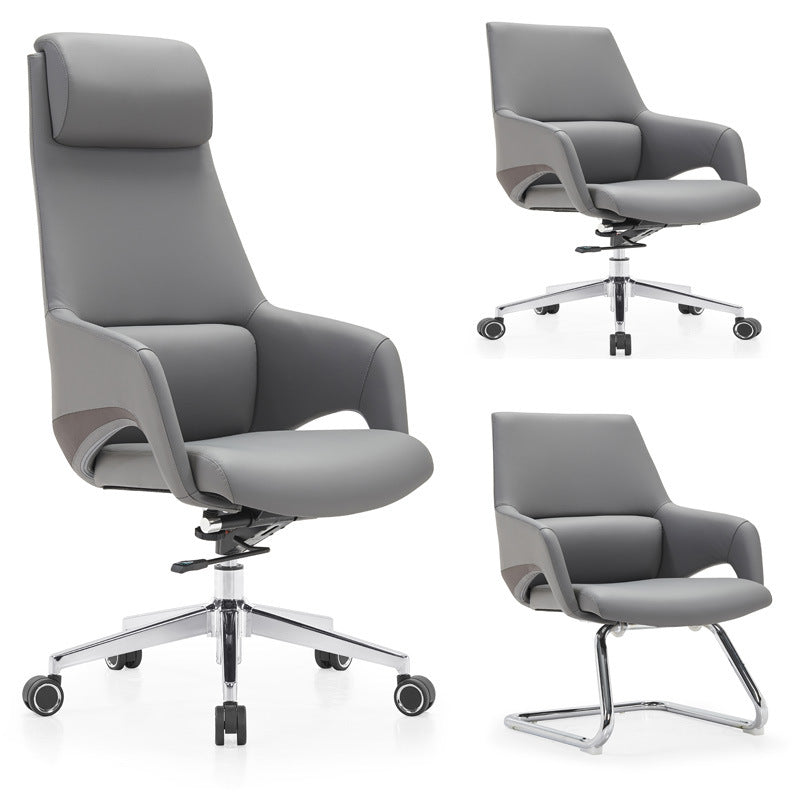 Moderne Einfachheit Silikon Leder Aluminiumlegierung Schwamm Rechteckiger Schreibtischstuhl Armlehne Kopfstütze Liegefunktion für Home Office 