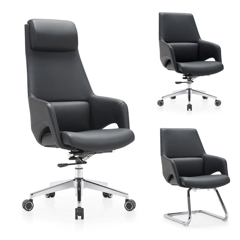 Moderne Einfachheit Silikon Leder Aluminiumlegierung Schwamm Rechteckiger Schreibtischstuhl Armlehne Kopfstütze Liegefunktion für Home Office 
